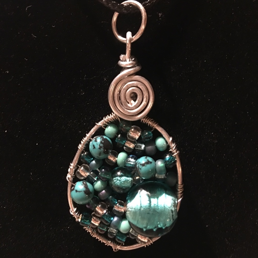 Handmade Blue Rain Drop Pendant